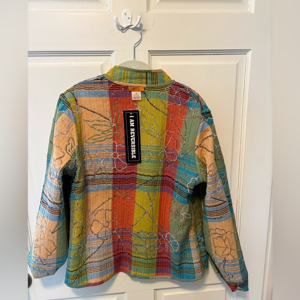 NWT Anu reversible quilted floral embroidered tapestry jacket coat m medium new - Picture 4 of 7
